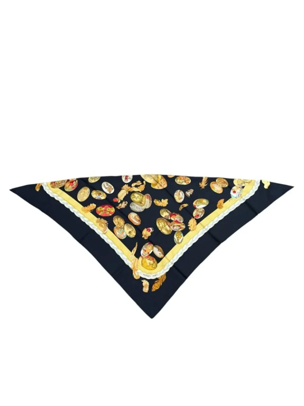 Hermes Carre 90 Egg Silk Black Scarf